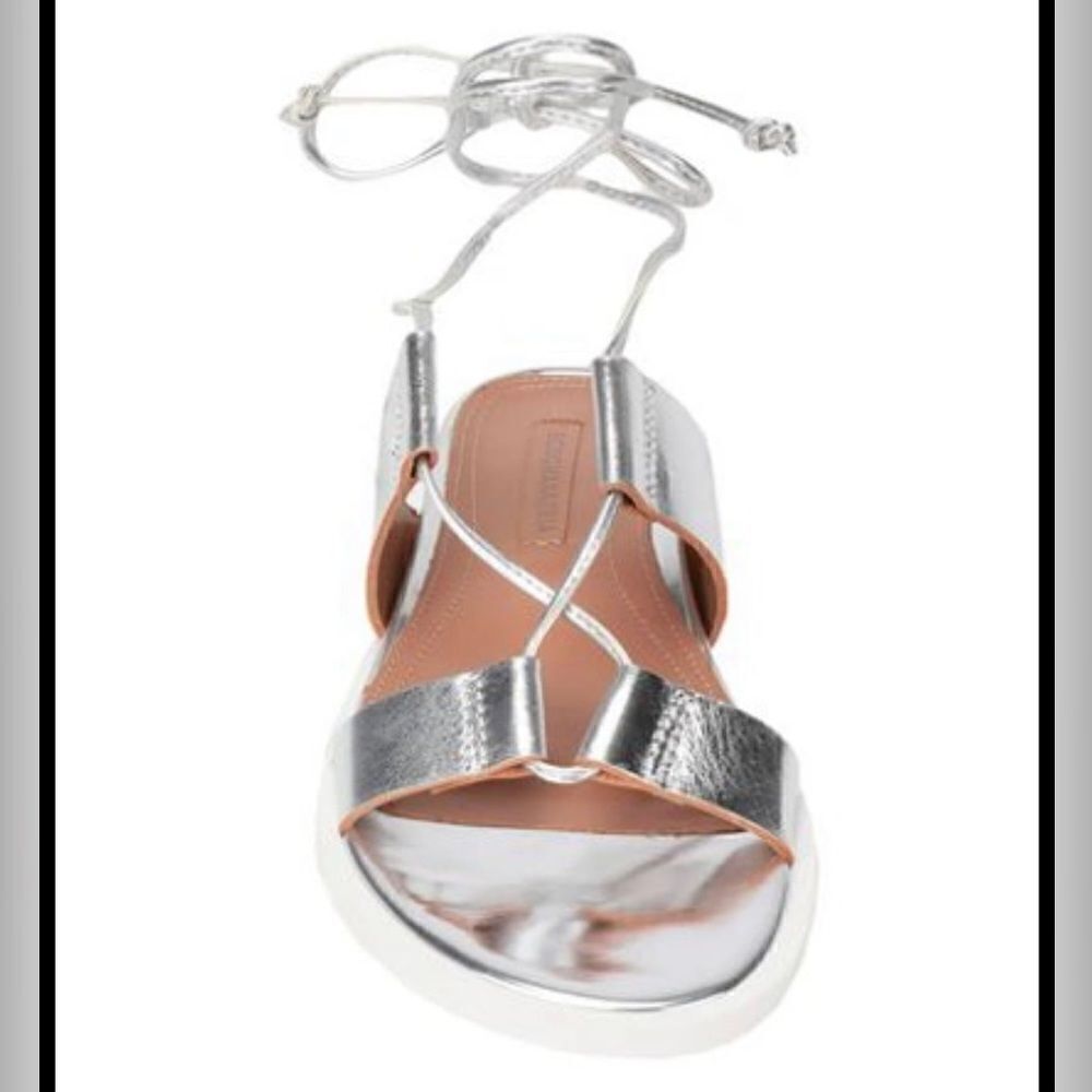 BCBG MaxAzria Sandals In Silver. leather
